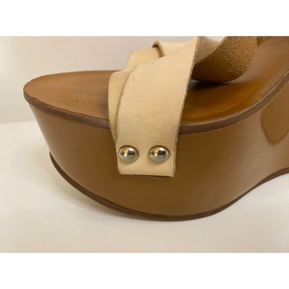 Arezzo Brazilian Studded Platform Wedges Women EU 39 US 8 Leather Strappy Sandal - Picture 6 of 14